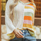 Openwork Color Block Hooded Sweater