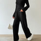 Ribbed V-Neck Long Sleeve Top and Pocketed Pants Set