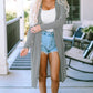 Striped Open Front Long Cardigan