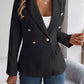 Decorative Pocket Flap Lapel Collar Long Sleeve Blazer