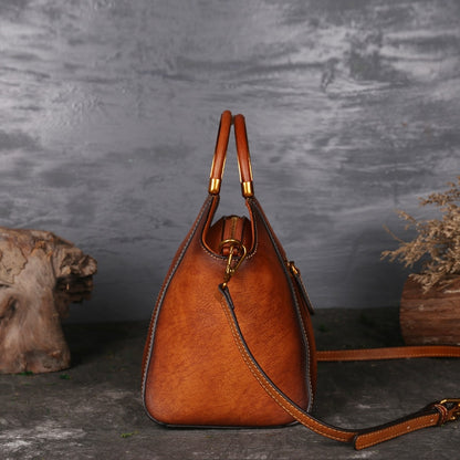 Vintage Embossed Genuine Leather Handbag