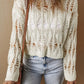 Cutout Round Neck Long Sleeve Knit Cover Up