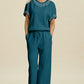 Pearl Detail Round Neck Top and Pants Set