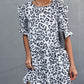 Ruffled Leopard Half Sleeve Dress