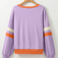 Contrast V-Neck Long Sleeve Sweatshirt