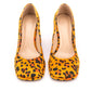 Leopard Square Toe Block Heel Shoes