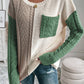 Color Block Round Neck Long Sleeve Sweater