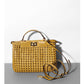 PU Woven Hollow Out Shoulder Handbag