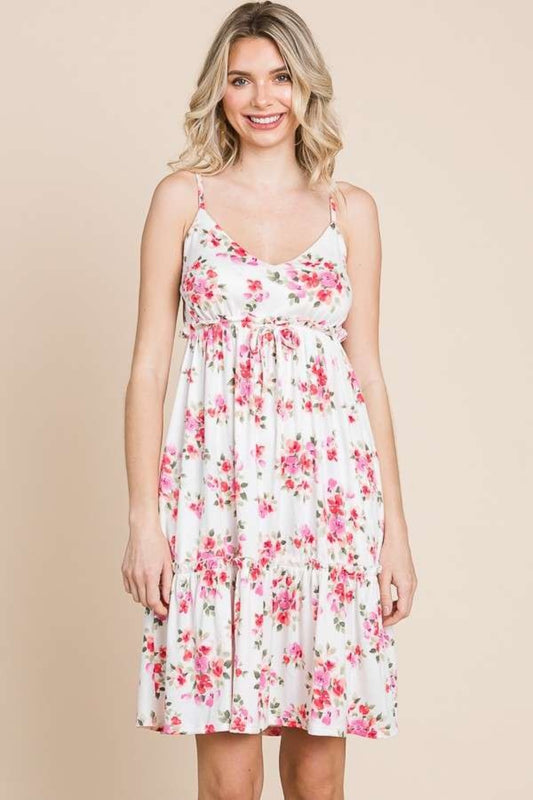 Full Size Floral Frill Cami Dress