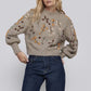 Beaded Embroidery Balloon Sleeve Sweater