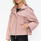 Drawstring Hem PU Leather Zip Up Jacket