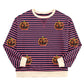 Pumpkin Striped Round Neck Long Sleeve Sweatshirt