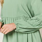 V-Neck Balloon Sleeve Tiered Dress