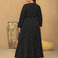 Plus Size Embroidered Polka Dot Notched Long Sleeve Dress