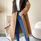 Color Block Patchwork Woolen Parka Coat