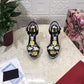 Floral Print Hoof Heel Platform Sandals