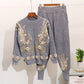 Embellished Knitted Pullover Sweater and Pants Set