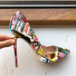 Graffiti Print Pointed Toe Patent High Heel Shoes