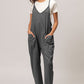 Washed Sleeveless Overalls with Front Pockets