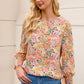 Floral Print Long Puff Sleeve Blouse