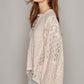 Round Neck Long Sleeve Raw Edge Lace Top