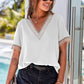 Contrast V-Neck Blouse