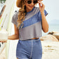 Tank, Color Block Round Neck Tee and Shorts Three-Piece Swim Set