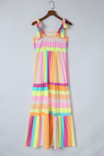 Multicolor Striped Sleeveless Maxi Dress