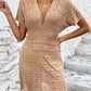 Openwork Plunge Short Sleeve Cover-Up Dress