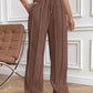 Drawstring Wide Leg Pants with Pockets