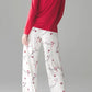 Round Neck Long Sleeve Top and Printed Pants Lounge Set