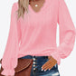 Eyelet V-Neck Flounce Sleeve Blouse