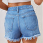 Distressed Raw Hem Denim Shorts