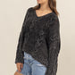 Cable Knit V-Neck Dropped Shoulder Oversized Sweater