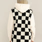 Zip Up Checkered Vest Coat