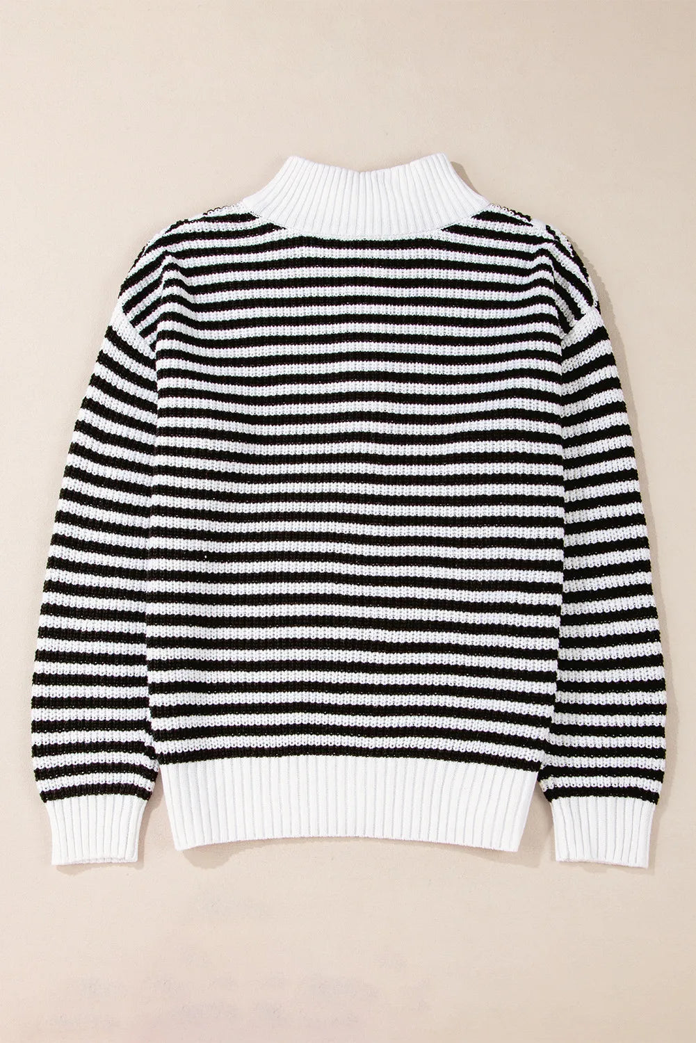 Striped Half Zip Long Sleeve Sweater