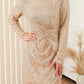 Twisted Long Sleeve Ruched Mini Sequin Dress