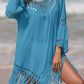 Cutout Fringe Scoop Neck Cover-Up