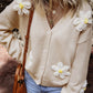 Flower Dropped Shoulder Long Sleeve Cardigan