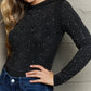 Rhinestone Round Neck Long Sleeve Bodysuit