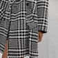 Houndstooth Collared Neck Long Sleeve Coat with Pockets