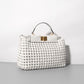 PU Woven Hollow Out Shoulder Handbag