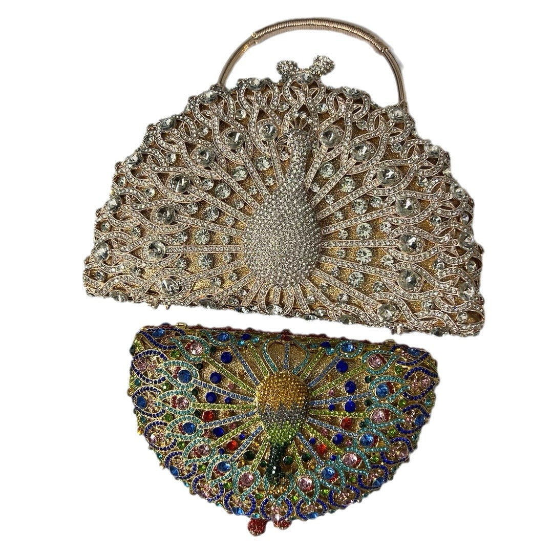 Peacock Rhinestone Crossbody Bag