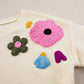 Crochet Flower Round Neck Dropped Shoulder Sweater