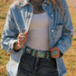 Studded Acid Wash Long Sleeve Denim Jacket