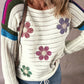 Flower Round Neck Long Sleeve Sweater