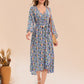 Full Size Printed Surplice Long Sleeve Dress