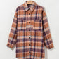 Plus Size Plaid Collared Neck Long Sleeve Jacket