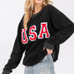 USA Letter Patch Round Neck Sweatshirt