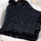 Fuzzy Hem Cable-Knit Poncho